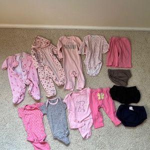 7 one pieces, 2 pants, 3 shorts